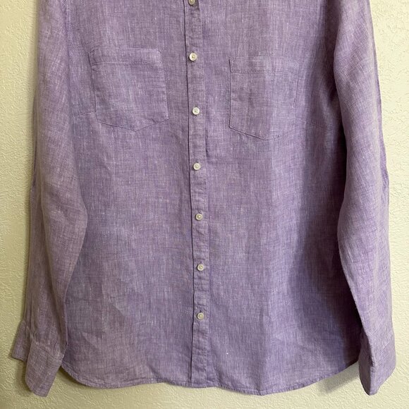 Talbots Lilac, 100% Linen, Button Down Shirt, Size M - Picture 15 of 16